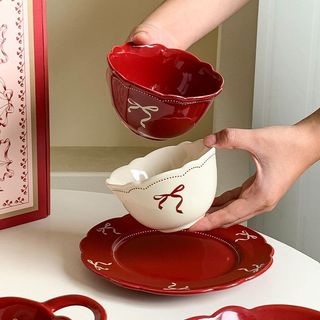 Bộ Đĩa Nơ Đĩa Gốm Hàn Quốc Bát Cơm Tròn Chịu Nhiệt Độ Cao Súp