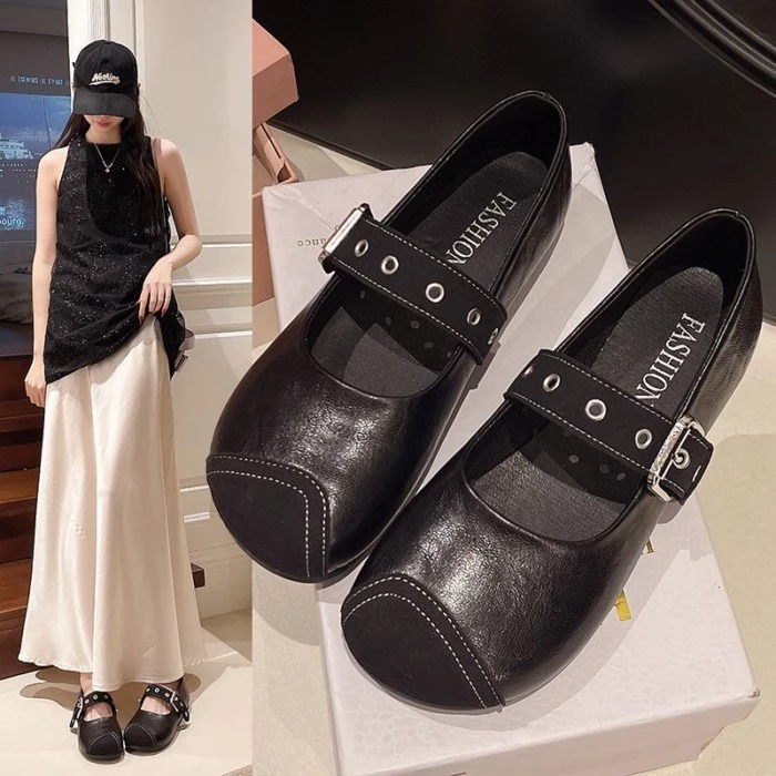 Giày lười nữ đế phẳng, giày lười retro đa năng, giày lười, giày bà già đế mềm, giày đậu xanh