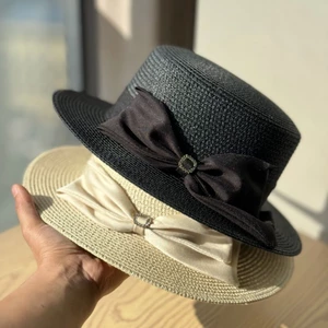 Mũ Rơm Phong Cách Pháp Cho Nữ, Mũ Rơm Vành Phẳng Xuân Hè, Mũ Chống Nắng Thời Trang Và Đa Năng, Flat Top Casual