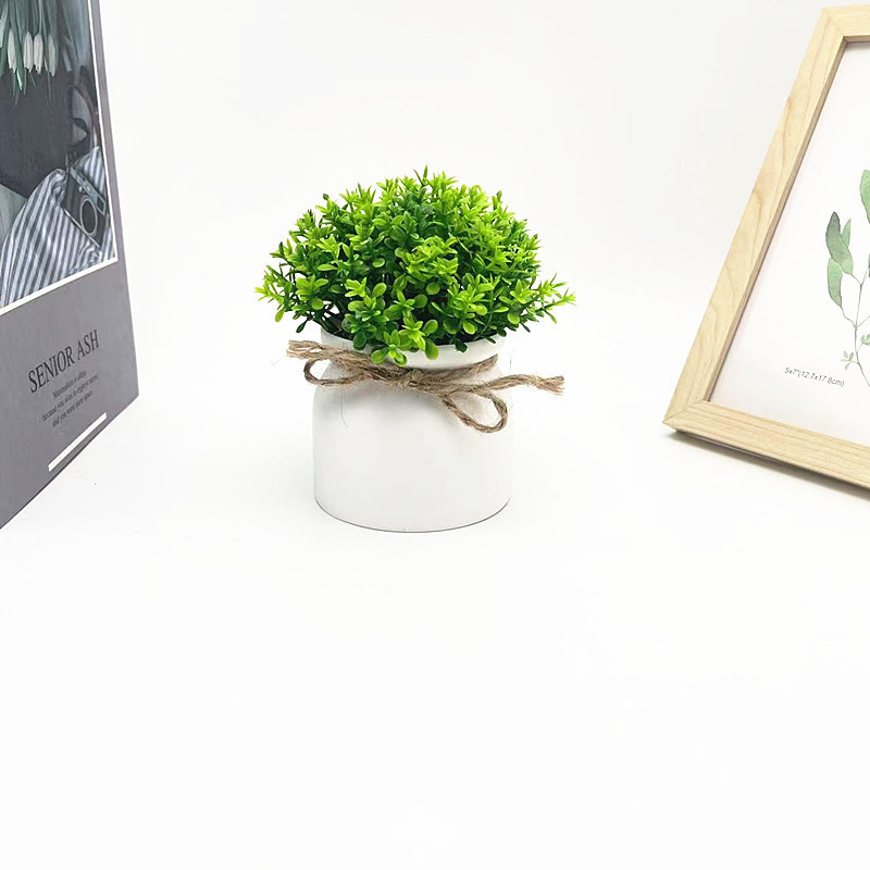Sáng tạo Quadricular Hemp Bowknot Chậu cây cảnh Trang chủ Ban công Lối vào Trang trí Nhựa Hoa giả Chậu cây nhỏ