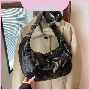 Cotton Satchel Thường Ngày Với Nước Phồng Hình Jiaozi Và Dây Đeo Đơn Cho Phong Cách Nữ Hàng Ngày