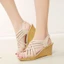 Mùa Hè Da Mềm Nêm Giày Sandal Mới Giày Cao Gót Nữ Đa Năng Dây Đeo Mỏng Bện Giày Sandal Đế Dày
