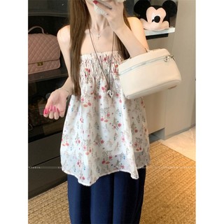 French Floral Tube Top Women's Summer New Style Stunning Small Shirt Wrapped Breast Seaside R