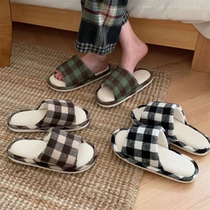 Giày đế bệt kẻ sọc thấm hút mồ hôi, thoáng khí, màu sắc tương phản, dép vải lanh, dép cotton