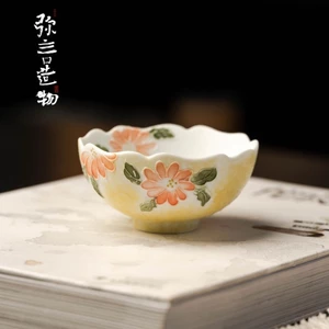 Vẽ Tay Bướm Gốm Lớn Master Cup Hộ Gia Đình Hoa Miệng Trà Cốc Trà Cao Cấp Kung Fu Bộ Trà Phong Cách Trung Hoa