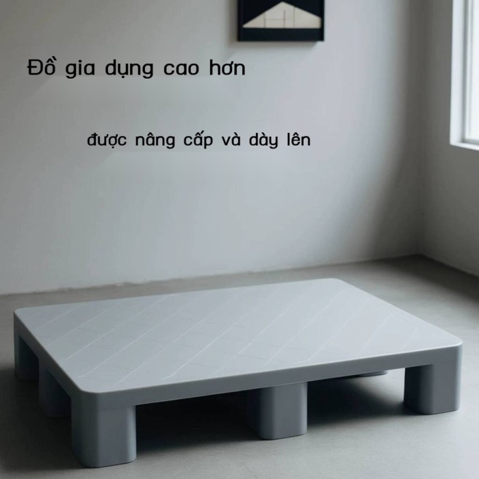 Pallet siêu thị sáu chân thấm nước và chống ẩm, kho hàng, bệ kê hàng kho, pallet nhựa nâng cao dùng