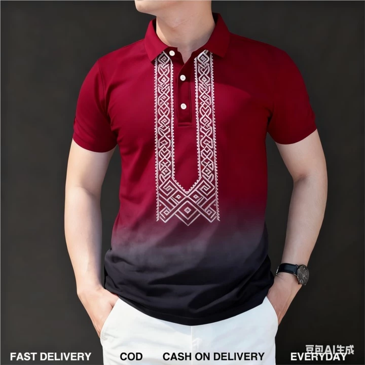 Nam Barong Áo Polo Nam Quần Áo Phong Cách Dân Tộc Áo Polo Vintage Áo Quần Áo ASEAN Áo Sơ Mi Polo Dân Tộc Oversize Họa Tiết Retro Ngoài Trời Dạo Phố 09