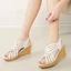 Mùa Hè Da Mềm Nêm Giày Sandal Mới Giày Cao Gót Nữ Đa Năng Dây Đeo Mỏng Bện Giày Sandal Đế Dày