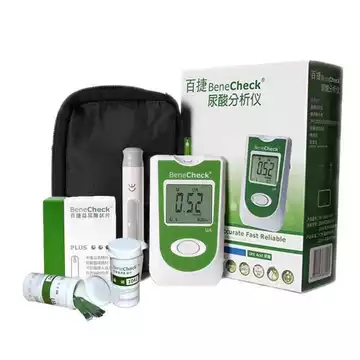 Máy đo Baijie dùng tại nhà, máy phân tích gút, uric, que thử thiết bị kiểm tra axit uric bệnh gút