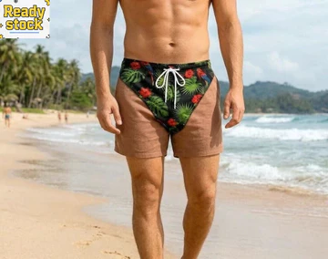 Còn Hàng Quần Short Đi Biển Cá Tính Quần Short 3D Cho Nam Ngộ nghĩnh Mùa Hè Kỳ Nghỉ Quần Short Quần Short Nhiệt Đới Họa Tiết Thực Vật In Bảng Quần Short