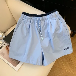 Quần trắng dây rút dáng rộng phong cách Hàn Quốc mới Quần short thể thao thông thường dành ch