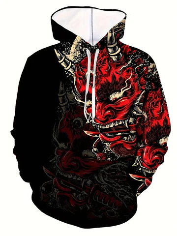 2026 Mới Nhất Họa Tiết Động Vật 3D In Áo hoodie Thời Trang Thiết Kế Đen Áo hoodie Nam Phố Retro Bông Tai Kẹp Áo hoodie Nam