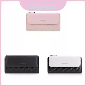 Ví dài cổ điển dành cho nữ có họa tiết thêu chữ thập và chặn Rfid thông thường cho thời trang