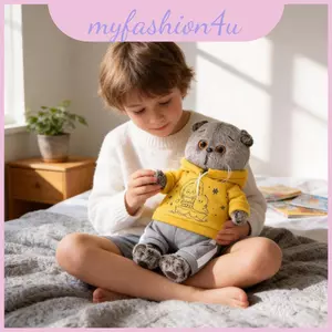 Hình mèo sang trọng màu xám Budibasa với chất đầy Polyester để trang trí nội thất