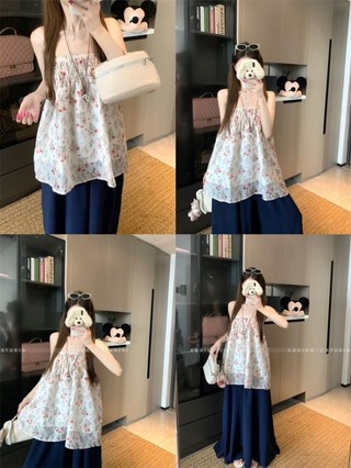 French Floral Tube Top Women's Summer New Style Stunning Small Shirt Wrapped Breast Seaside R