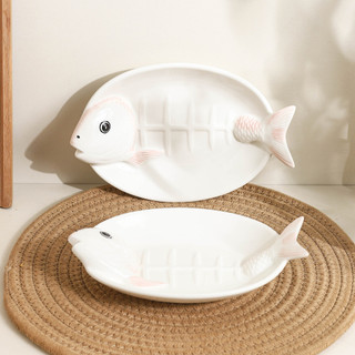 Gốm Underglaze màu cá hồi, đĩa nhỏ hình cá dễ thương kiểu Nhật, dùng cho sushi, sashimi