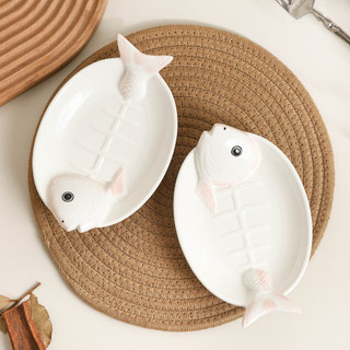 Gốm Underglaze màu cá hồi, đĩa nhỏ hình cá dễ thương kiểu Nhật, dùng cho sushi, sashimi
