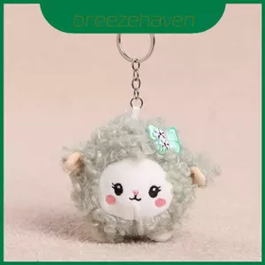 Móc khóa cừu sang trọng có lông xoăn hình bướm cho túi trang trí bé gái