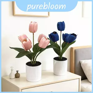 Bàn hoa Tulip Chậu cây nhỏ bằng nhựa và lụa để trang trí tiệc cưới trong nhà
