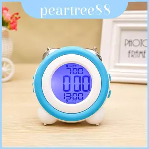 Đồng hồ báo thức kỹ thuật số Lcd hiện đại tối giản có đèn ngủ và nhạc chuông kép sử dụng cho gia đình