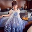 Đầm Công Chúa Frozen Elsa Cho Bé Gái Mùa Hè Trẻ Em Phong Cách Lưới Puff Váy Đầm Bé Gái