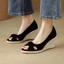 Da Thật Handmade Cổ Tích Giày Sandal Thời Trang Nêm Thời Trang Mùa Xuân Ấm Áp Cao Gót Miệng C