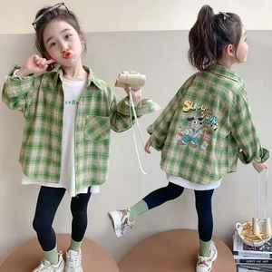 Áo Sơ Mi Và Áo Khoác Bé Gái Phong Cách Xuân Thu Mới Dài Tay Cho Bé Gái Áo Sơ Mi Kẻ Sọc Áo Trẻ