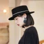Mũ vành phẳng màu đen dành cho nữ vào mùa thu đông Phong cách mới Mũ len kiểu Pháp Mũ nỉ thời trang và đa năng Thanh lịch Flat Top Mũ len dành cho nữ