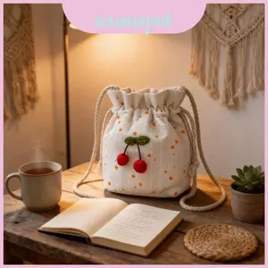 Túi đeo chéo vải Canvas phong cách nghệ thuật dành cho nữ có lớp lót Polyester và túi bên trong thông thường để mặc