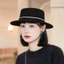 Mũ vành phẳng màu đen dành cho nữ vào mùa thu đông Phong cách mới Mũ len kiểu Pháp Mũ nỉ thời trang và đa năng Thanh lịch Flat Top Mũ len dành cho nữ