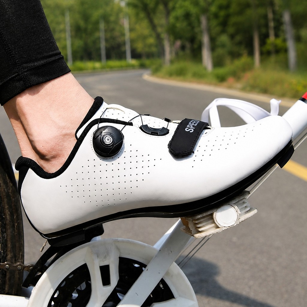 [Giao từ TP.HCM] Giày cá Road nam khóa xoay, giày đạp xe đường trường đế cứng, hỗ trợ can 2/3 lỗ, size 40–45