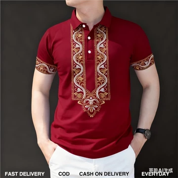 Nam Barong Áo Polo Nam Quần Áo Phong Cách Dân Tộc Áo Polo Vintage Áo Quần Áo ASEAN Áo Sơ Mi Polo Dân Tộc Oversize Họa Tiết Retro Ngoài Trời Mặc Đường Phố 07