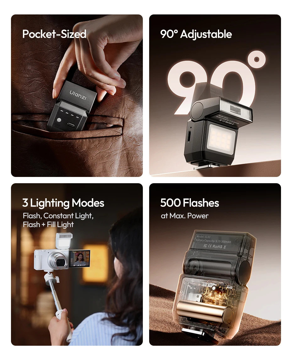 Ulanzi SL03 Đèn Tốc Độ Mini Flash Camera Flash GN8 4 Cấp Độ Có Thể Điều ...