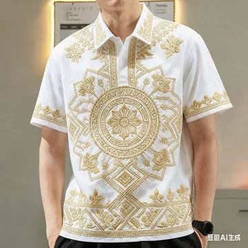 Nam Barong Áo Polo Nam Quần Áo Phong Cách Dân Tộc Áo Sơ Mi Polo Quần Áo ASEAN Áo Thường Ngày Áo Polo Dân Tộc Oversize Họa Tiết Retro Ngoài Trời Dạo Phố 09a