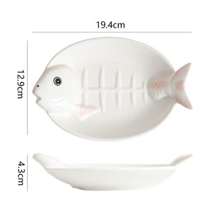 Gốm Underglaze màu cá hồi, đĩa nhỏ hình cá dễ thương kiểu Nhật, dùng cho sushi, sashimi