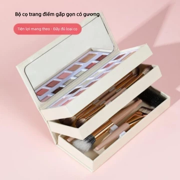 Bộ cọ trang điểm dạng gấp đa năng hai đầu cọ đánh phấn nền cọ phấn mắt cọ bóng mũi cọ môi cọ kẻ mắt