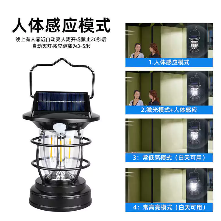 Đèn cắm trại ngoài trời năng lượng mặt trời Tuổi thọ pin dài Cắm trại Đèn ngựa chiếu sáng Cắm trại có thể sạc lại Đèn di động Cắm trại Lều đèn – 3