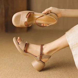 Giày cao gót tuyệt đẹp phong cách Pháp, dép La Mã hở mũi, dép đế bệt chống nước mới cho nữ, giày
