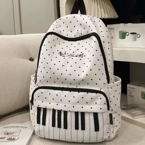niche thiết kế ban đầu phím đàn piano chấm bi nhẹ ba lô đôi vai công suất lớn học sinh trung học