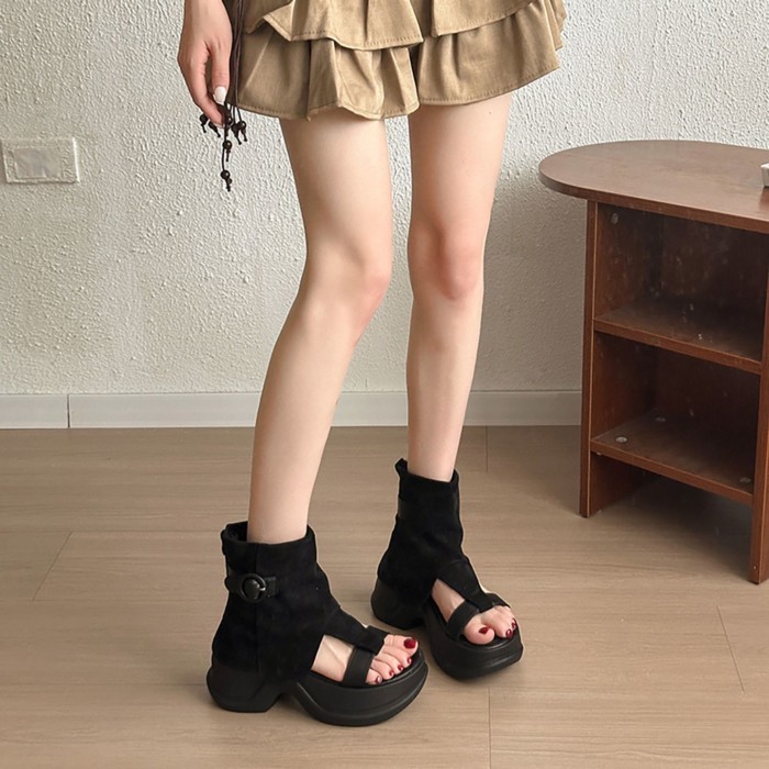 Giày sandal La Mã thể thao đế dày dành cho áo khoác ngoài mùa hè dành cho nữ, Giày đi biển tăng chi