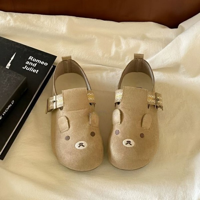 Giày lười Birkenstock nữ trọn gói, giày trắng, giày lười hình gấu dễ thương