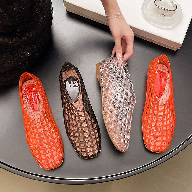 Giày Sandal Đế Bằng Nữ Thời Trang Mặc Bên Ngoài Giày Lỗ Thoáng Khí