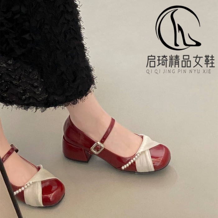 Giày đế bệt kiểu Pháp Mary Jane dành cho nữ mùa hè phong cách mới gót dày tinh tế với giày đơn v