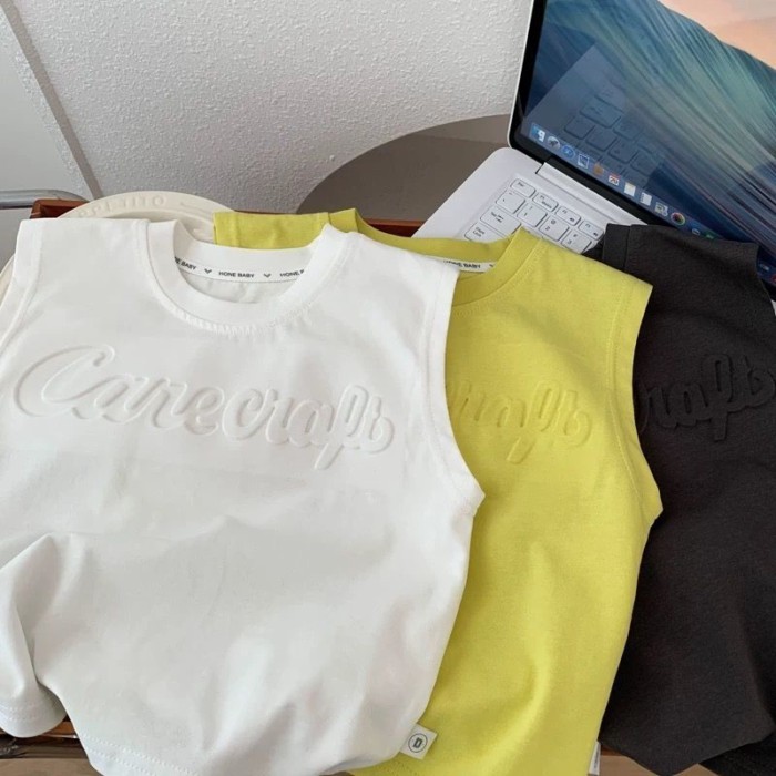 Áo phông có cổ POLO cotton dành cho trẻ em dành cho bé gái, áo bên trong, áo thun không tay bằng