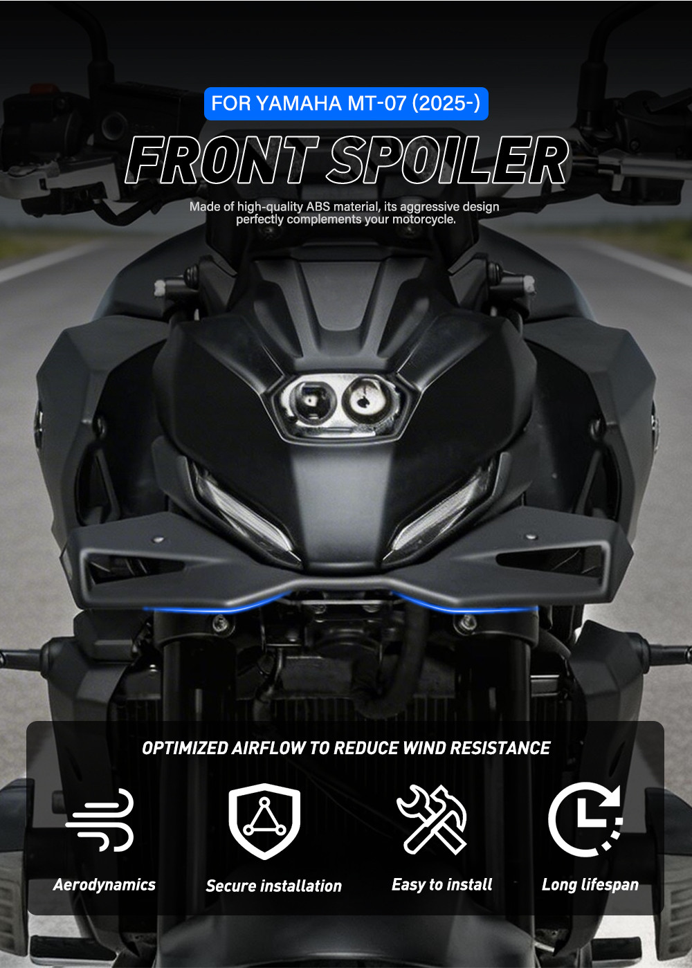Dành Cho Xe Yamaha MT-07 MT07 2025 2026 Cánh Downforce Phía Trước Cánh ...