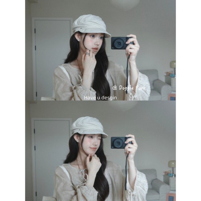 Beret vải lanh cotton phong cách Nhật Bản, thoáng mát cho mùa xuân hè