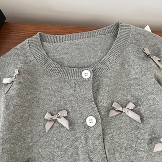 Áo Len Bé Gái Nơ Dệt Kim Cardigan Xuân Thu Áo Len Trẻ Em Phong Cách Hàn Quốc Áo Khoác Bé Gái