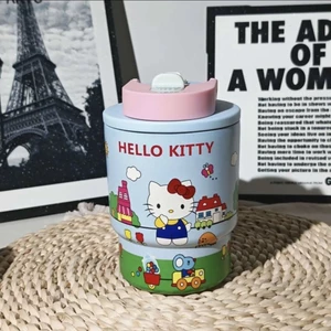 Kitty Thermos Cup Ống Hút Sinh Viên Thép Không Gỉ 316 Di Động Cốc Cà Phê Văn Phòng Cốc Nước Dễ Thương