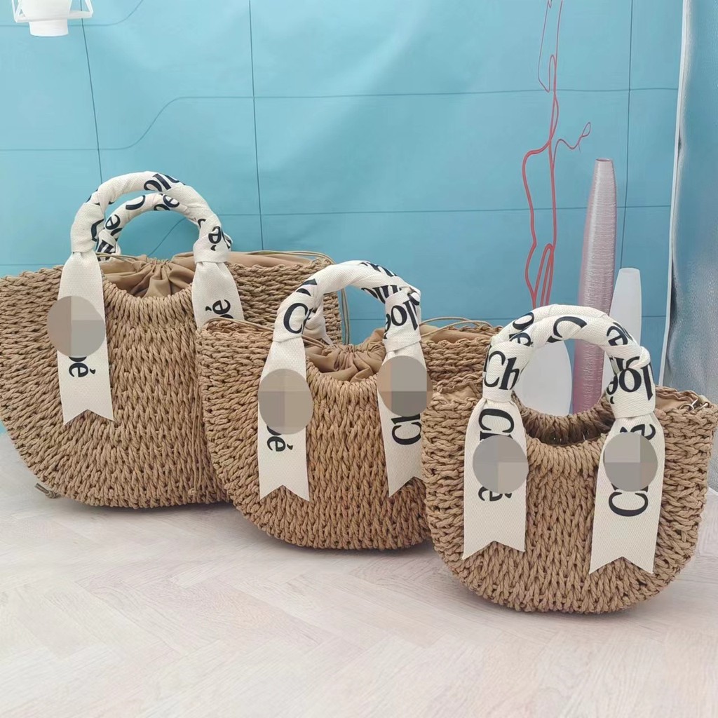 Ruy Băng Phong Cách Dây Giấy Bện Ống Hút Túi Hình Bán Nguyệt Mini Túi Đeo Vai Túi Xách