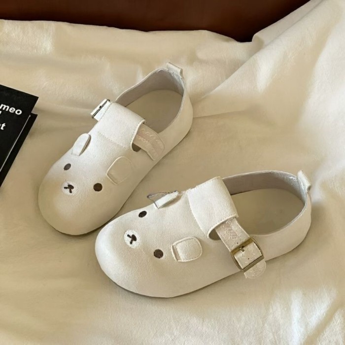 Giày lười Birkenstock nữ trọn gói, giày trắng, giày lười hình gấu dễ thương